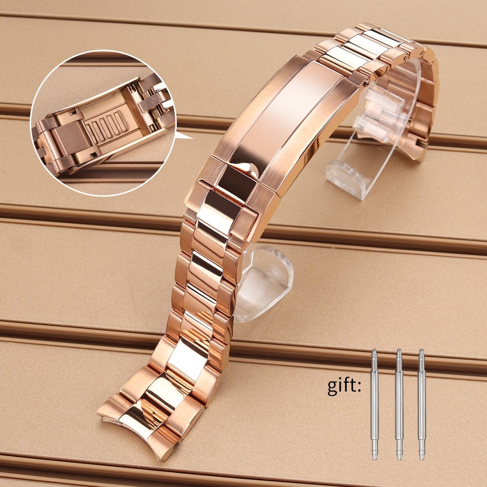 FEIYASHI 20mm Oyster Bracele Safety Folding Buckle 316 STAINLESS Wristwatch Band