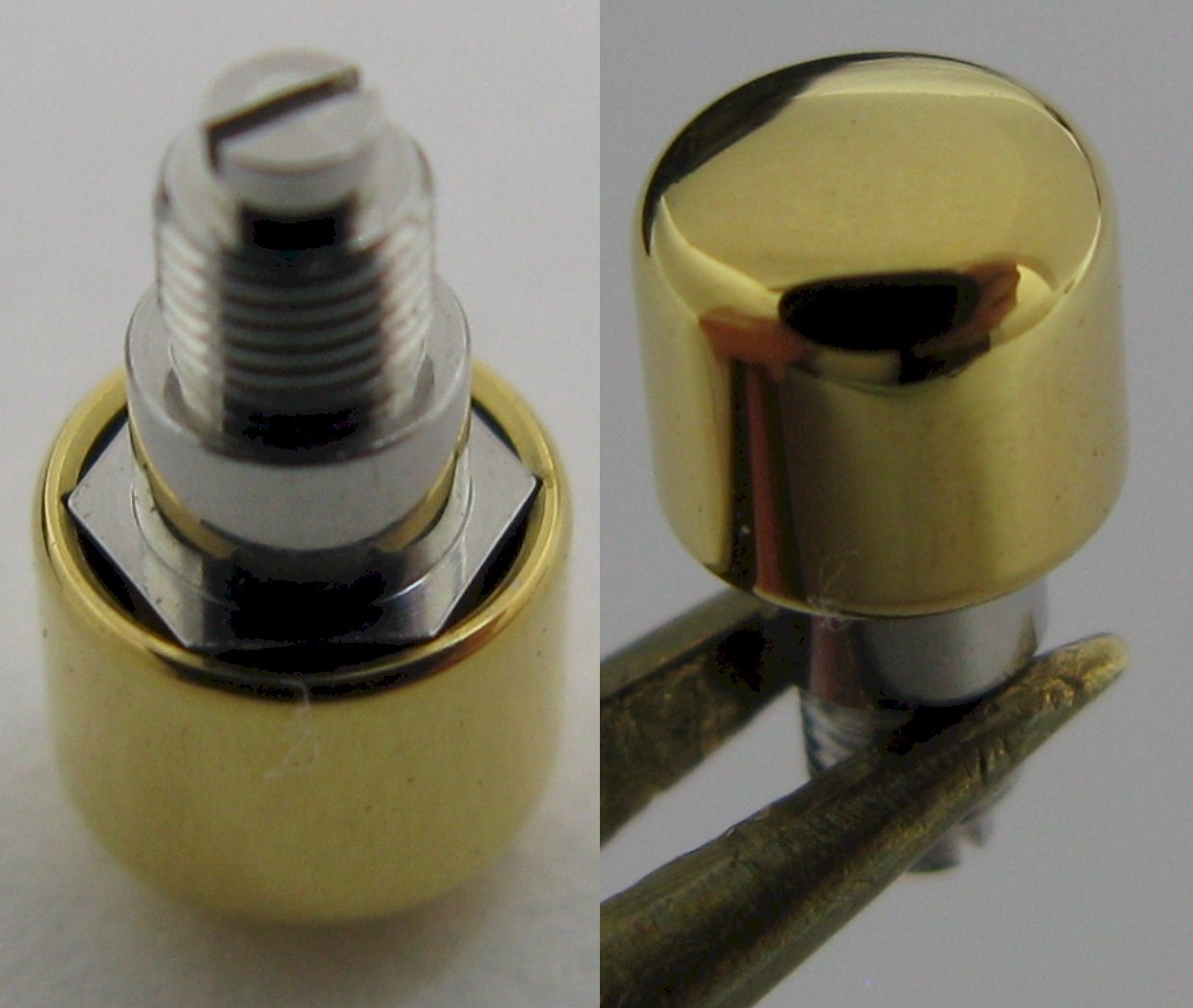 chronograph pusher in gold plated diameter 3.9 mm fit case hole close 1.8 mm
