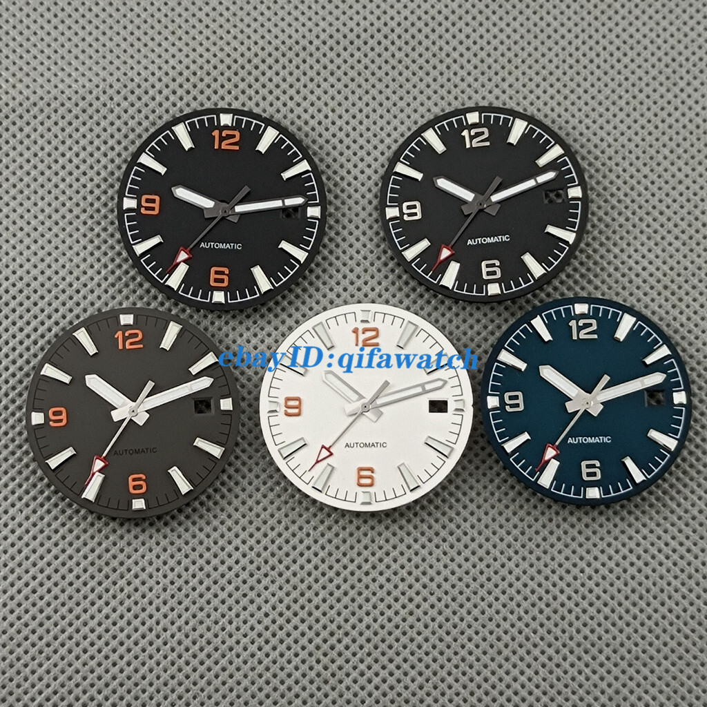 31mm gray/blue/black sterile date watch Dial with Hands Fit NH35 NH35A Movement
