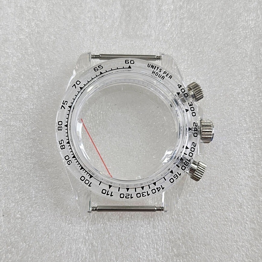 VK63 Case 39mm Transparent Rubber Case Acrylic Glass for Quartz VK63 Movement
