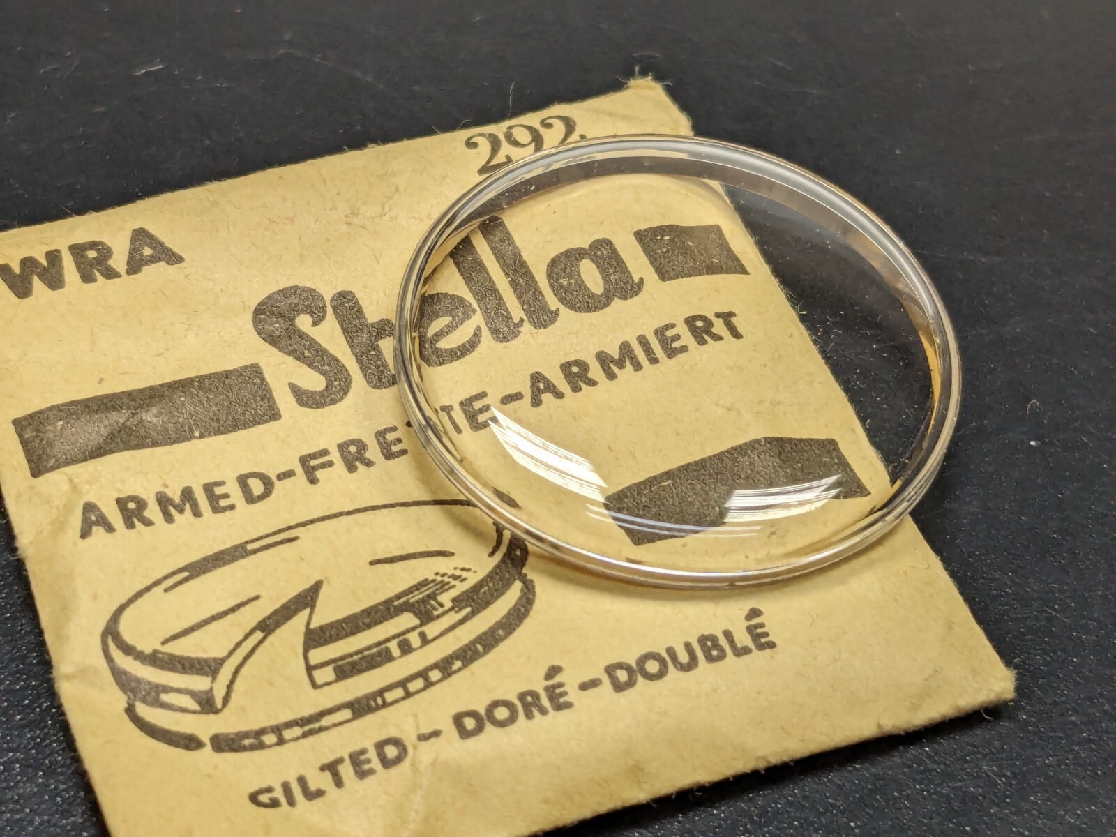 Stella Round Armored Watch Crystal WRA Ever-Tite Gilded Gold Tone Tension Ring