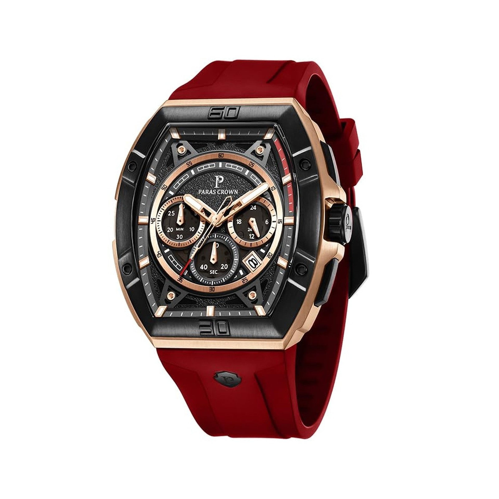 Paras Crown Watches for Men Tonneau 5ATM Waterproof Quartz Luxury Chronograph…