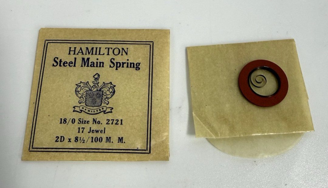 Hamilton Steel Mainspring 18/0 Size No. 2721 17J 2D x 8 1/2 100 M.M. Vintage