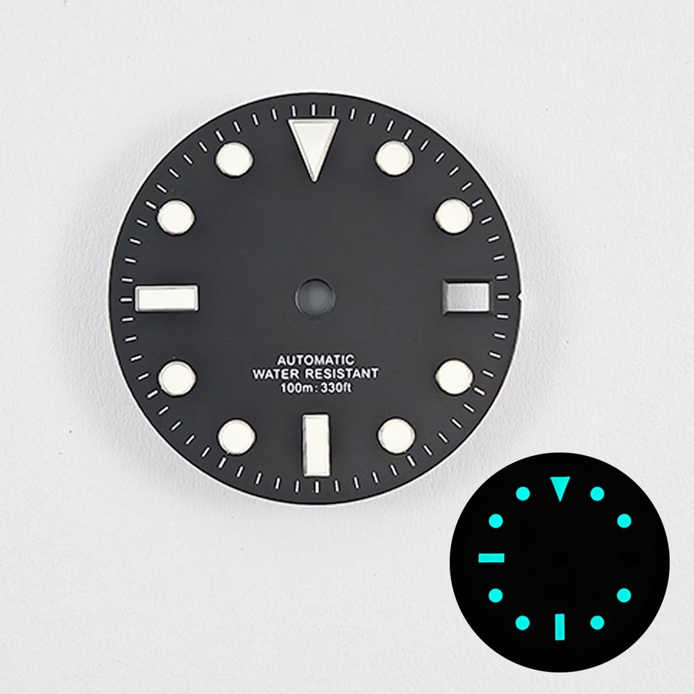28.5mm Custom Logo Watch Dial For NH35 NH36 Movement Blue Green Luminous Faces