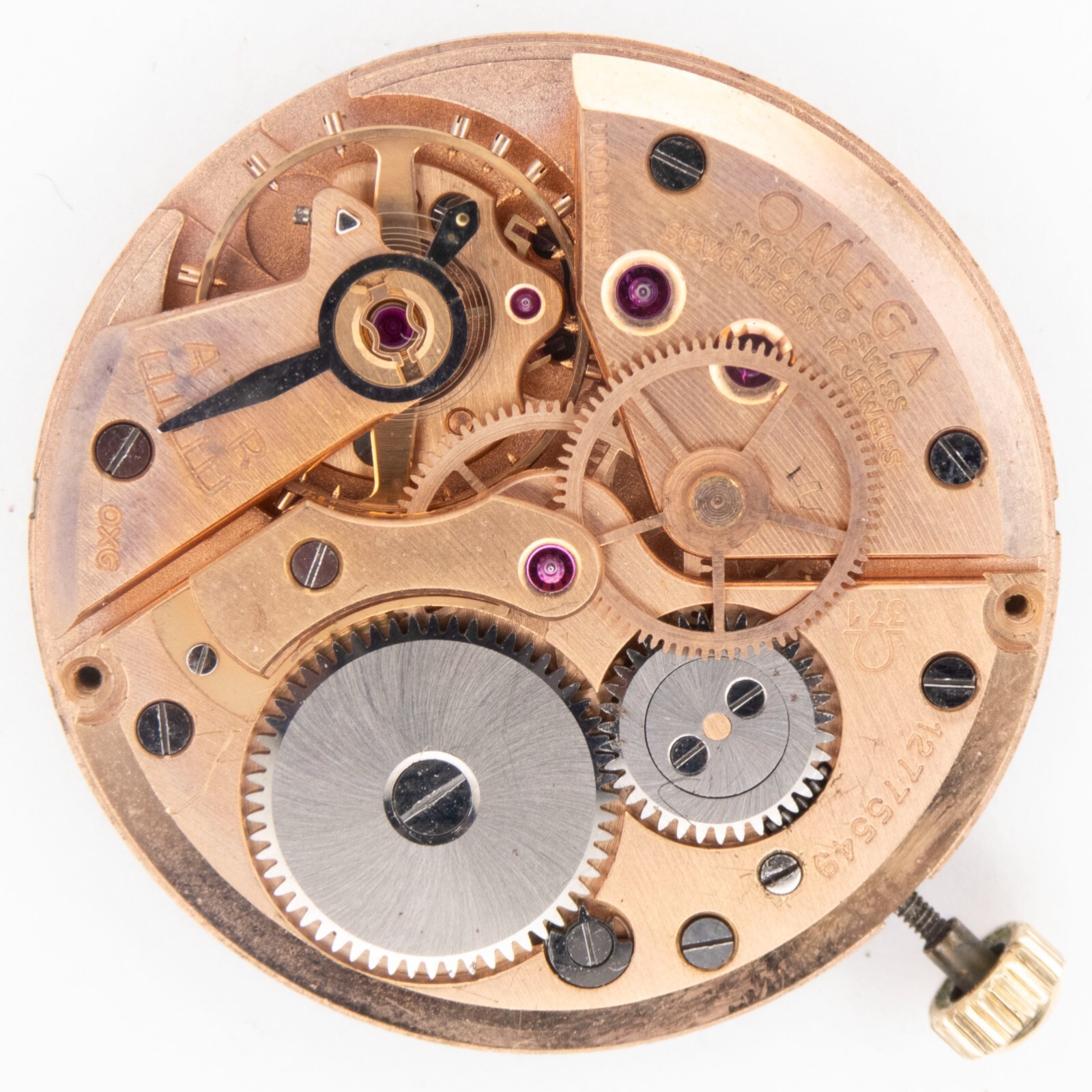 Vintage Omega Caliber 371 17-Jewel Wristwatch Movement, Keeps Time