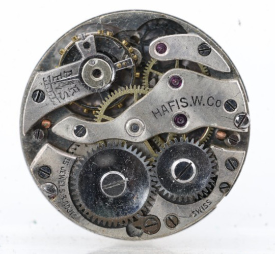HAFIS W. CO. SWISS WRIST WATCH MOVEMENT, 15j, 23.67mm, FOR REPAIR (NP)