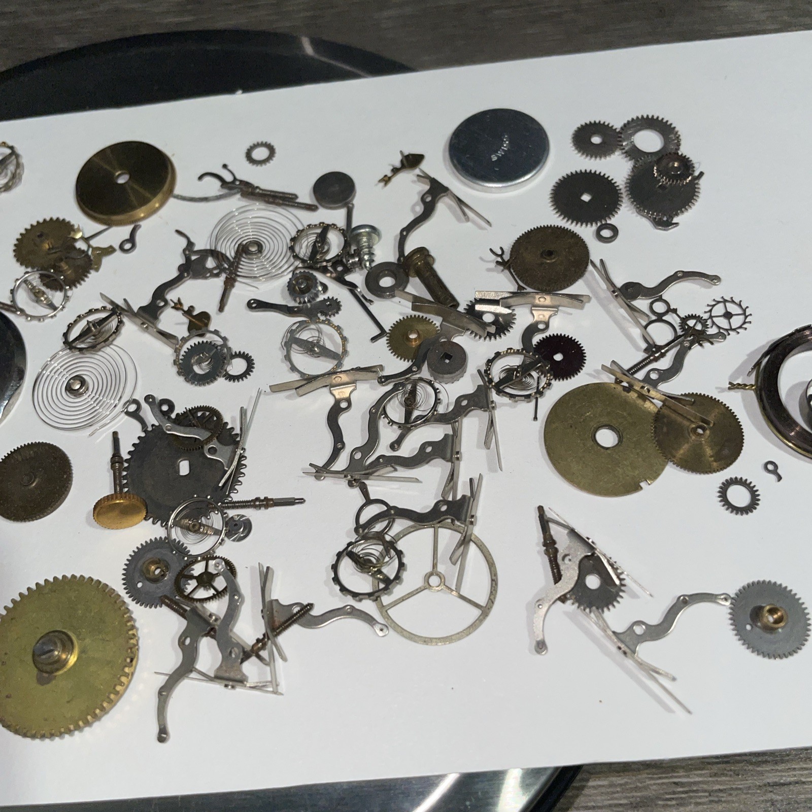 Vintage Watch Parts Lot Gears, Wheels, Cogs Case Steampunk Crafts Repair (50g)