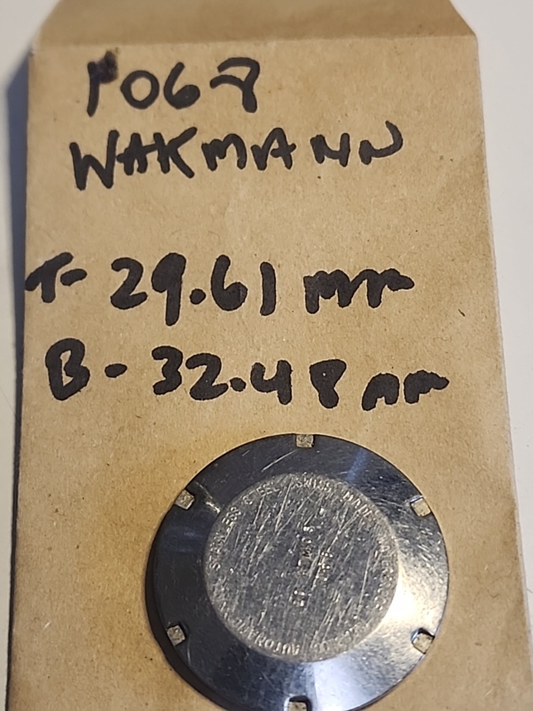Wakmann Skin Diver Waterproof Watch Case Back Part 32mm (1068)