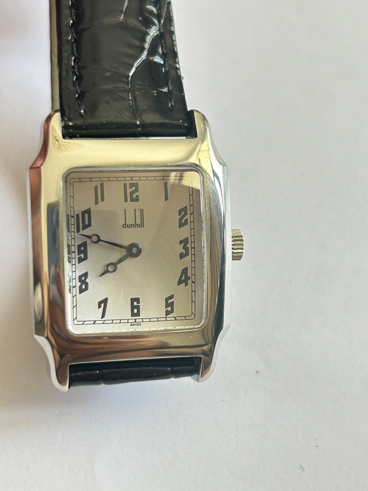 Vintage NOS DUNHILL Men’s Rectangular Steel Wristwatch Manual ETA 28mm x 39mm