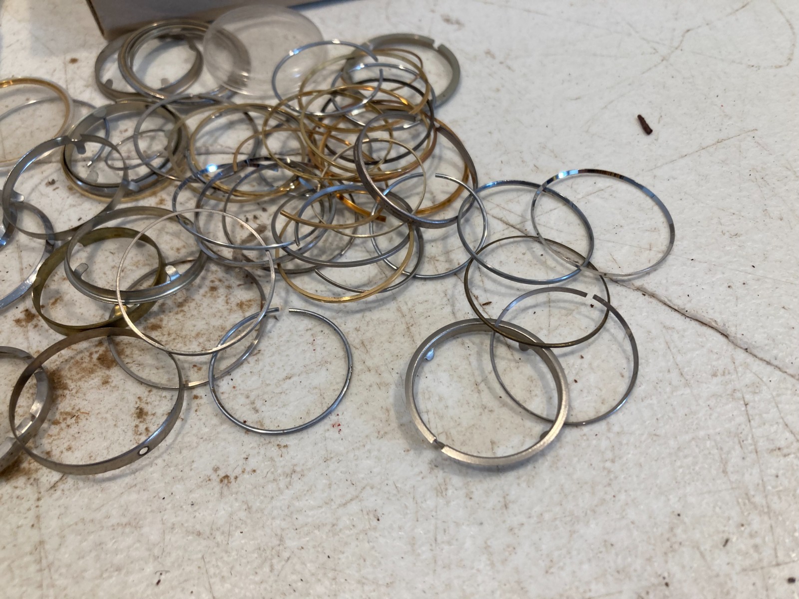 Large Vintage Watch Crystal Bezel & Retaining Ring Parts Lot Glass Acrylic