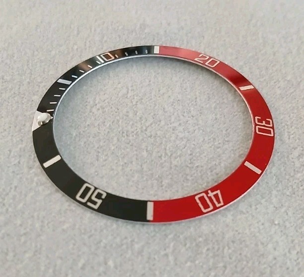 Black Red Bezel insert 37.5mm Rolex Submariner 16610 16800 Seiko Aluminium Coke