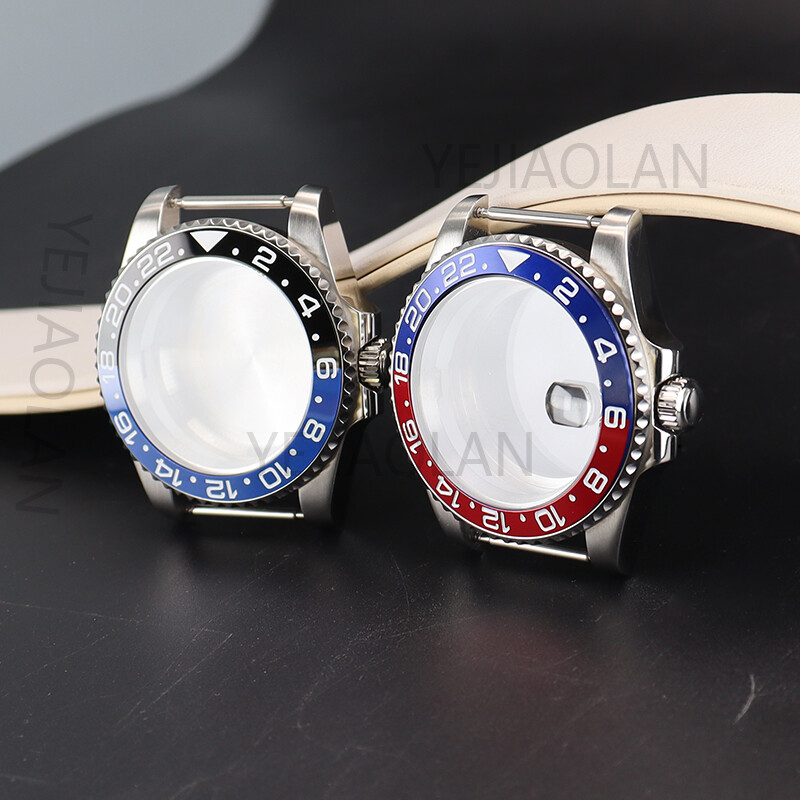 40mm Brushed Watch Cases GMT Ceramic Bezel For Seiko Nh35 Nh36 Eta 2824 Movement