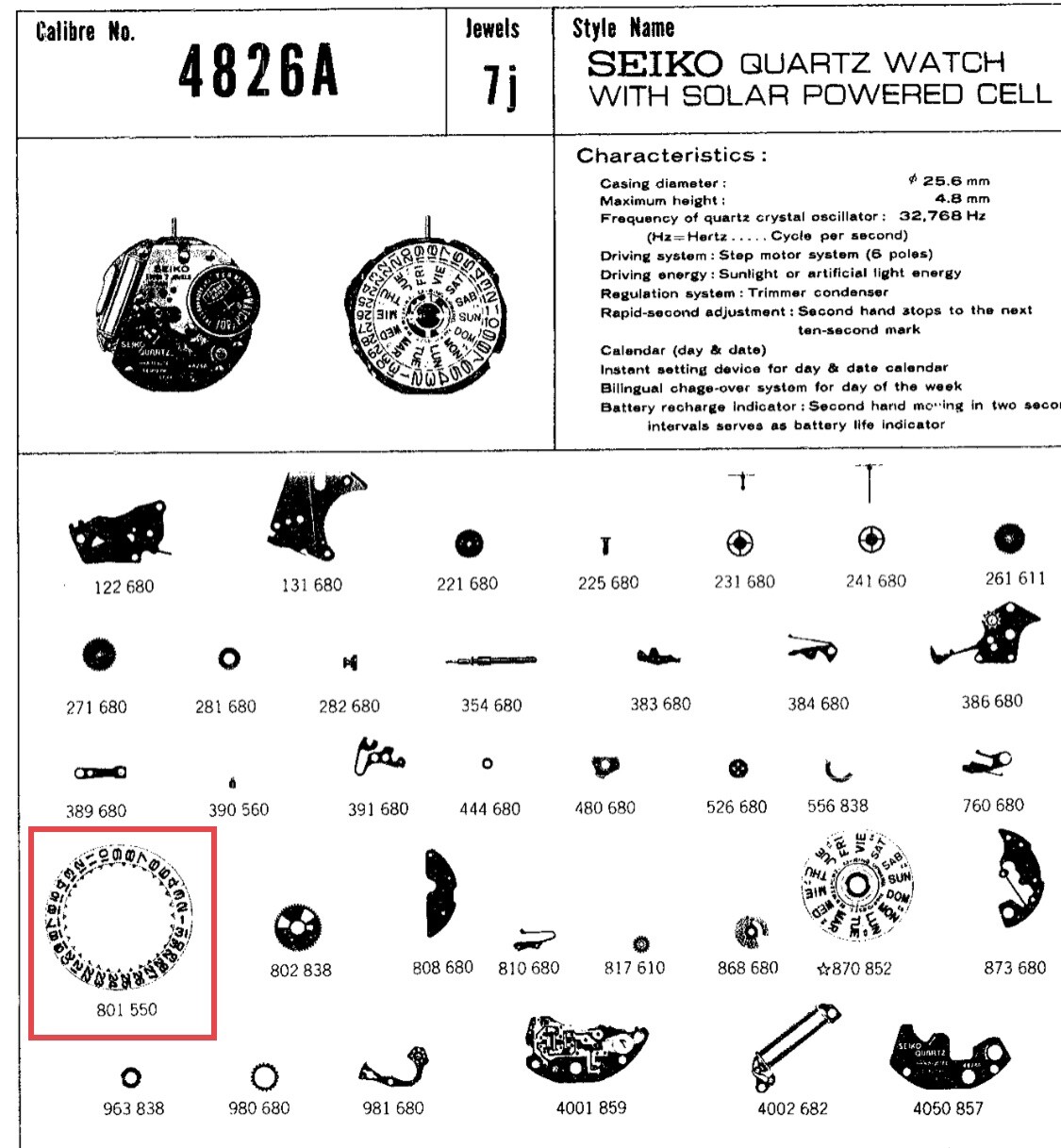 NEW OLD STOCK GENUINE DATE WHEEL SEIKO KING QUARTZ 4823 4826 SEIKO 3003