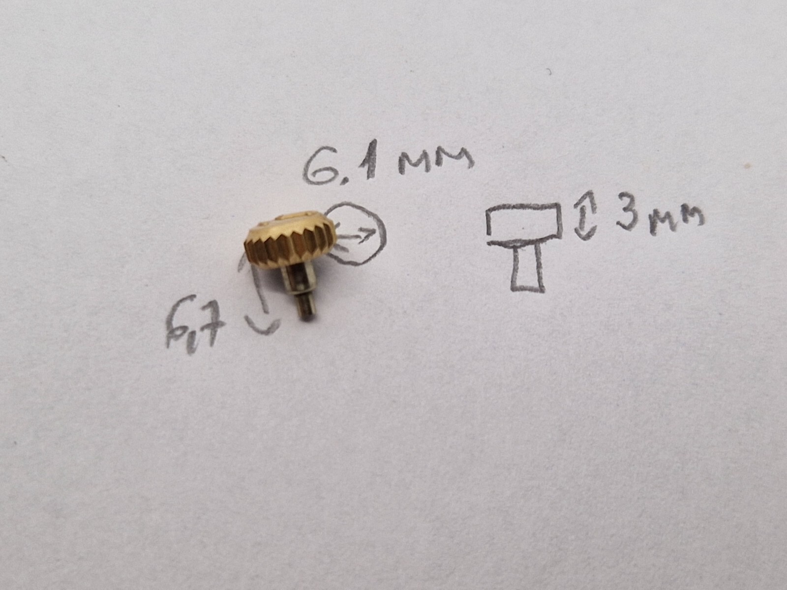 Rolex crown gold colored 6.1 mm genuine / pre owned
