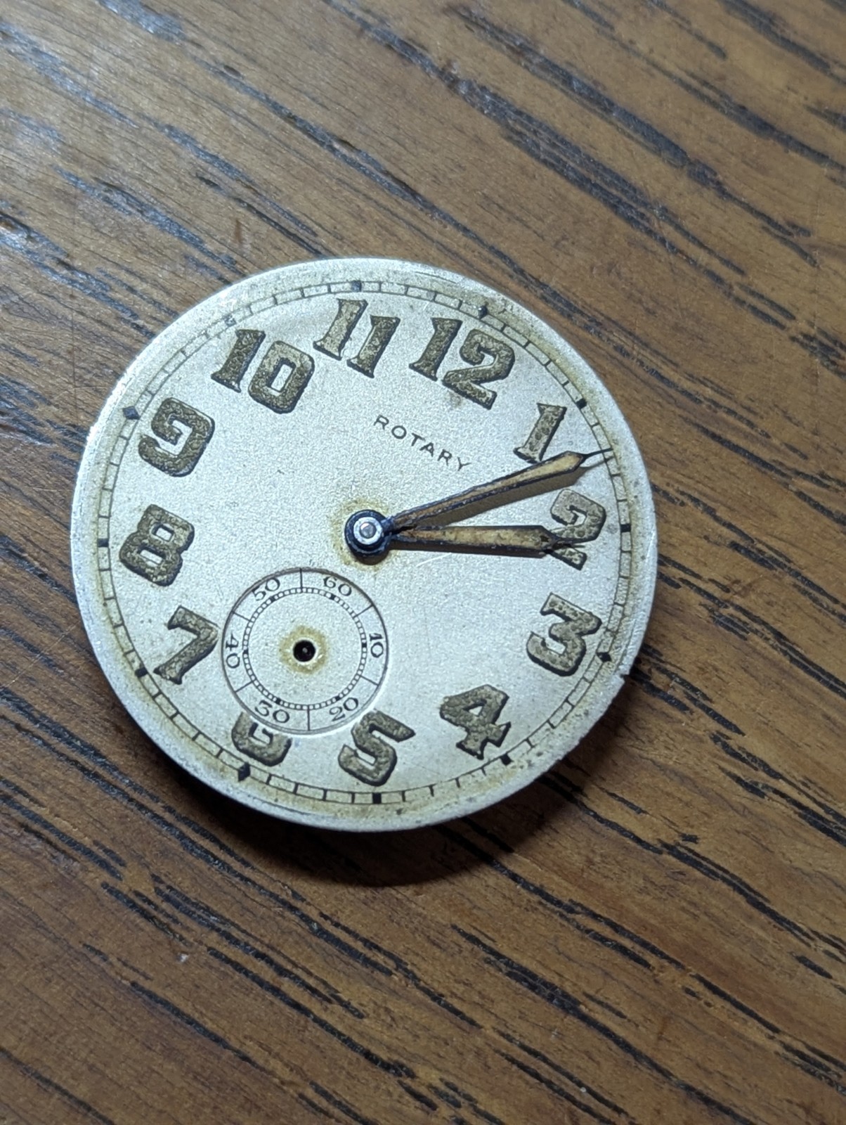 Rotary 0/440 Mens Military Style Watch Movement/Dial/Hands, Working #P862