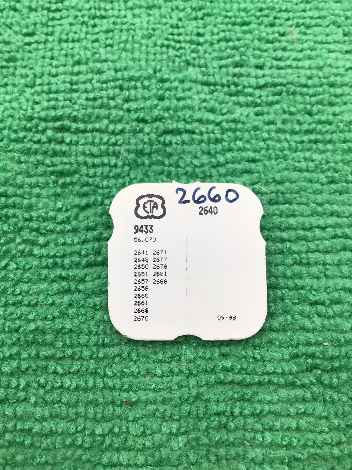 ETA 2640 2660 Watch Part 9433, Auto 7506