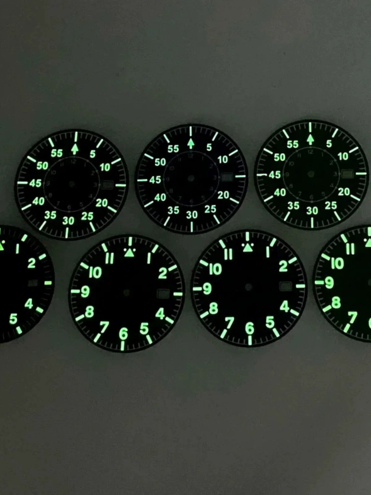 33.5mm Pilot No Logo Watch Dial Green Luminous For NH35 NH36 NH38 NH70 Movement