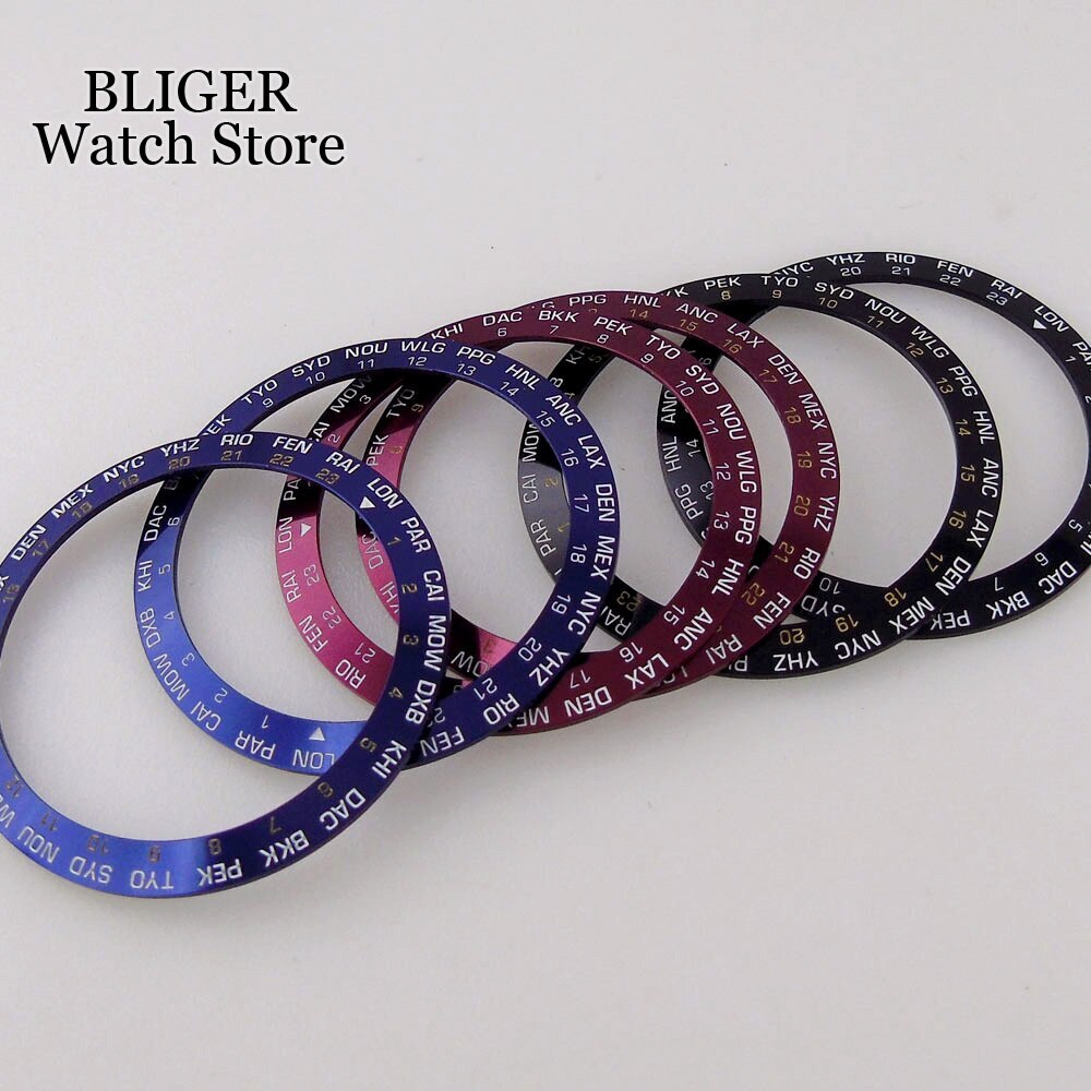 38mm*30.6mm Slope Watch Bezel Insert for 40mm NH35 NH36 NH34 Mens Watch Blue Red