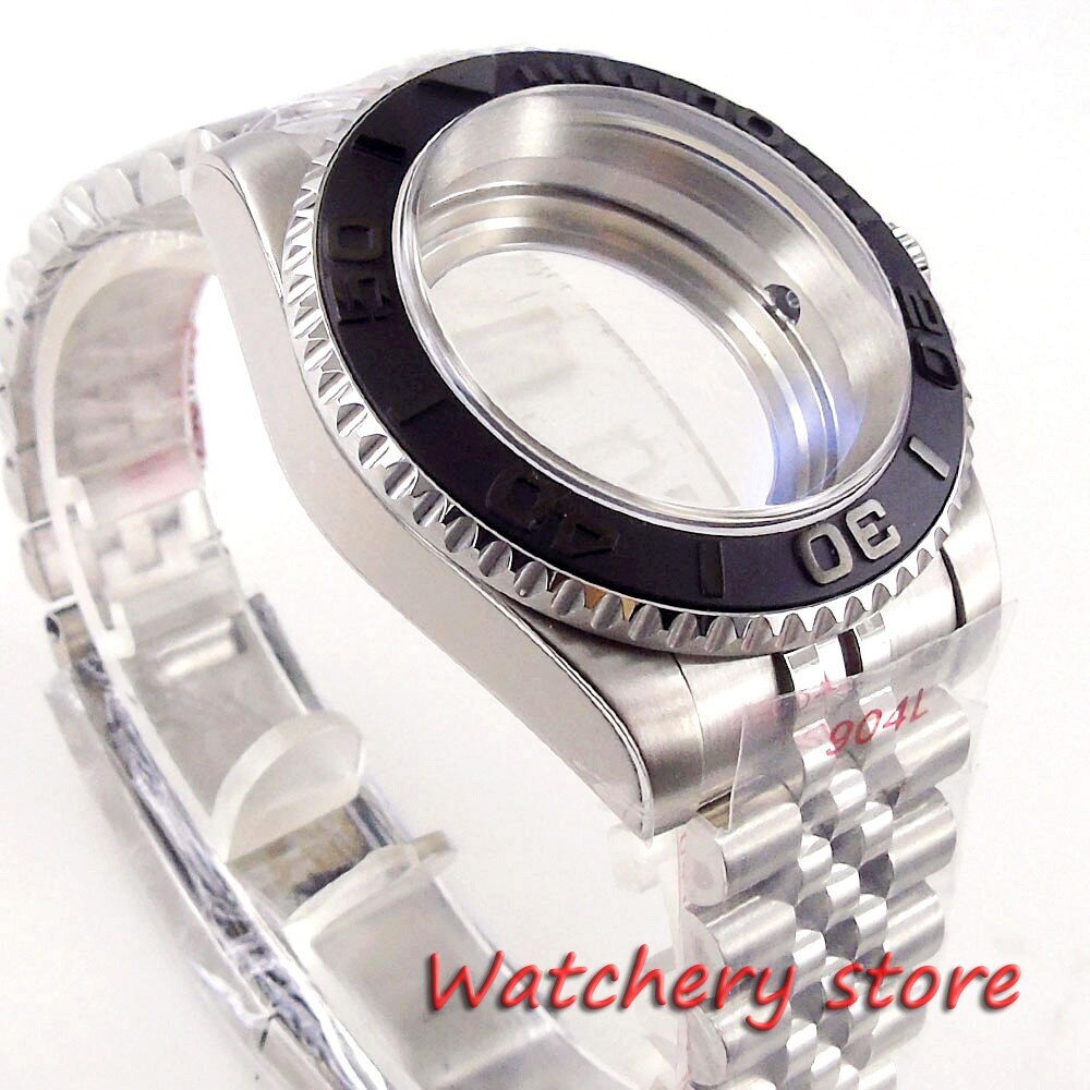 40mm 20ATM 120 Clicks Mens Watch Case Dome Blue AR sapphire crystals Black Bezel