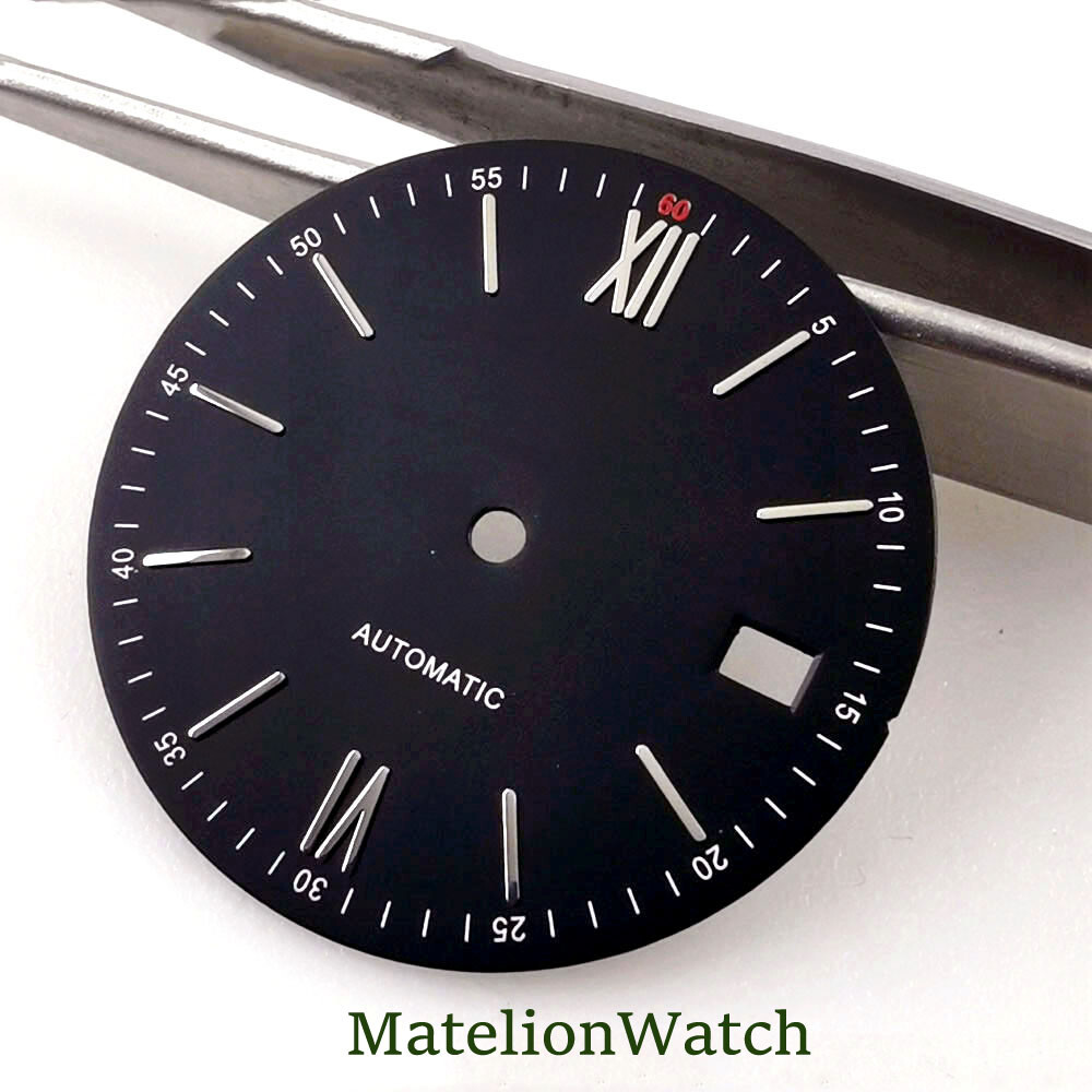 Fit NH35A NH36A Movement 31mm Watch Dial With Hands Date Window Roman Numbers