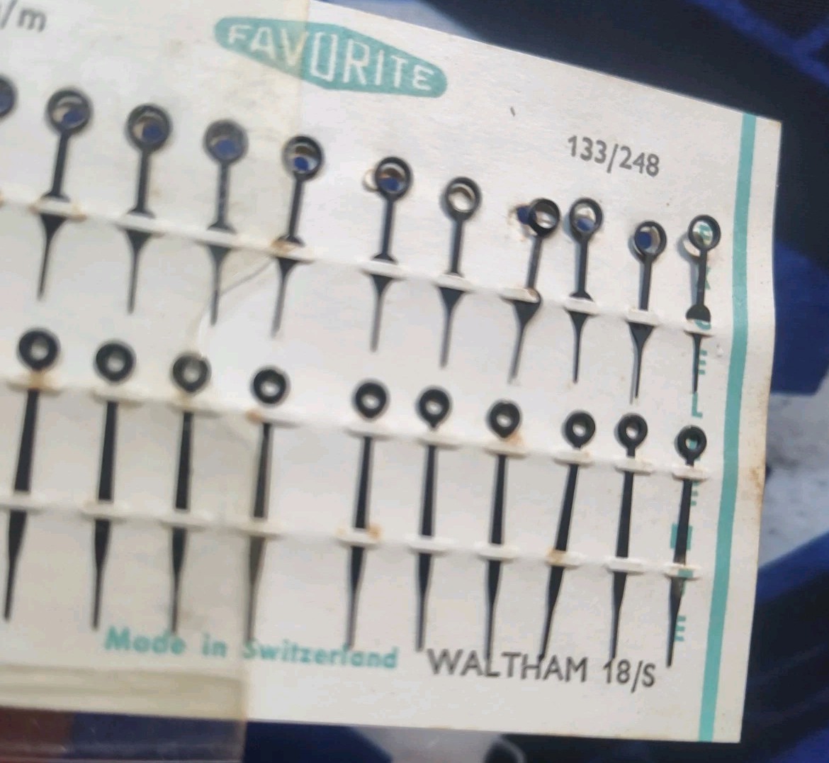12 Pairs NOS Waltham Size 18 Pocket Watch Black Oxidized Hands Set Ref 6203B