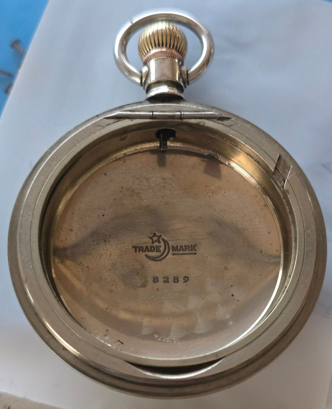 VINTAGE 18 SIZE CRESCENT POCKET WATCH CASE PENDANT AND LEVER SET SWING OUT