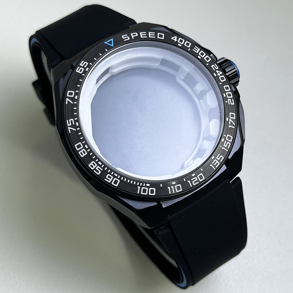 42mm Black Stainless Watch Case Mineral Glass for Vk63 Vk67 Movement Watch Parts