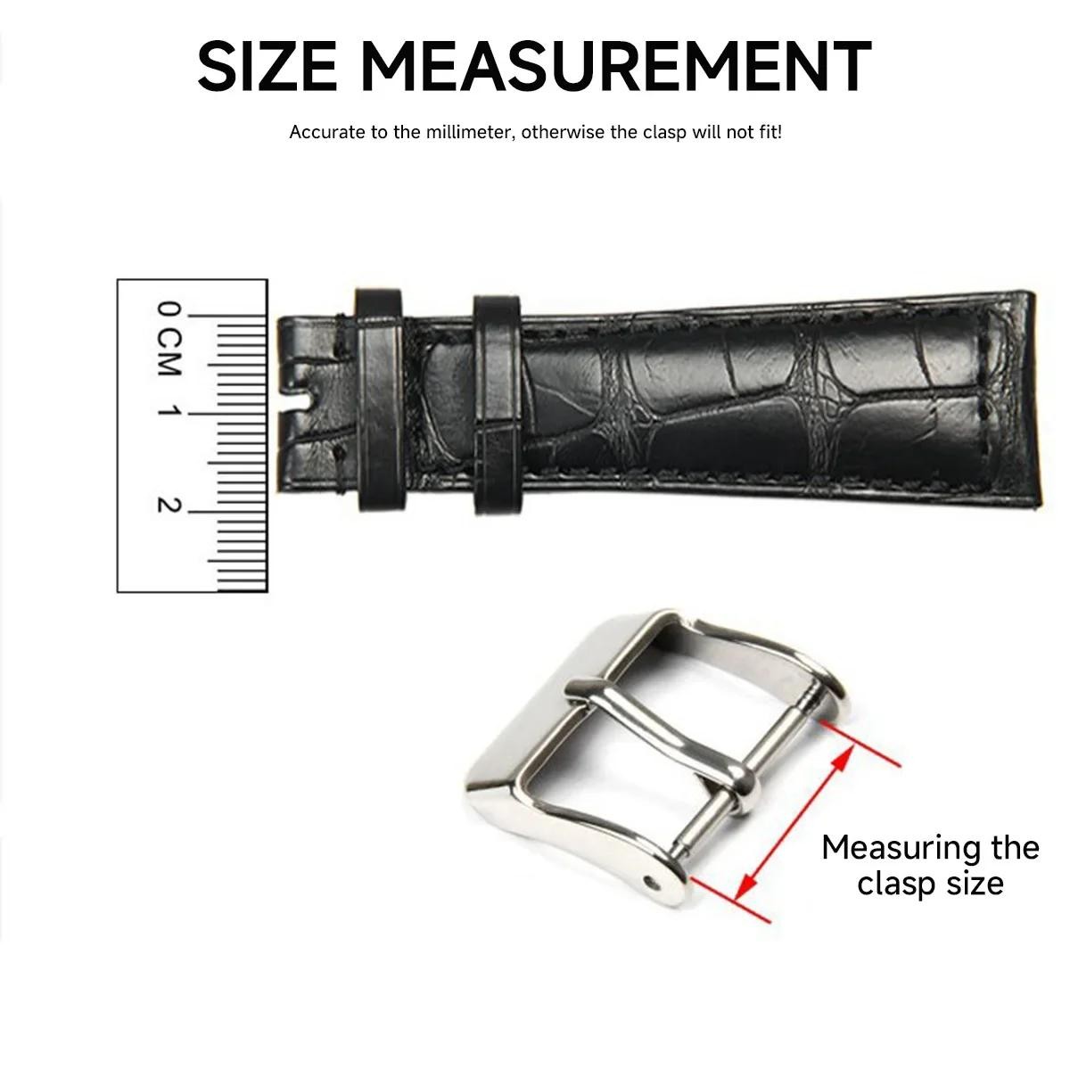 Watch Buckle Pin Clasp Stainless Steel for Leather Band 10mm-24mm Replacement