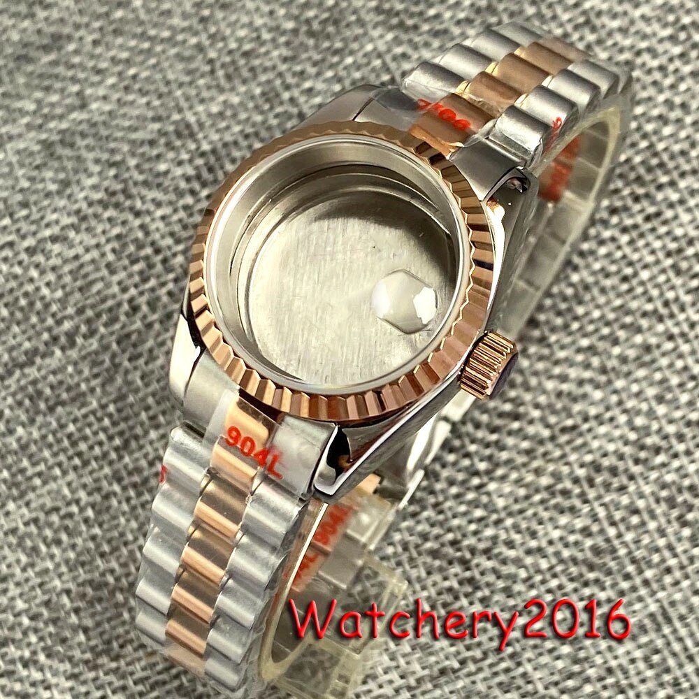 Fit NH05 NH06 26mm Small Watch Case Lady Rose Gold Plated Two Tone Coin Bezel