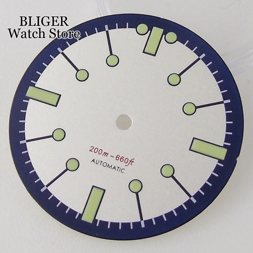 31mm No Logo Watch Dial Green Lume for NH35 NH36 ETA2824 PT5000 Movement Parts