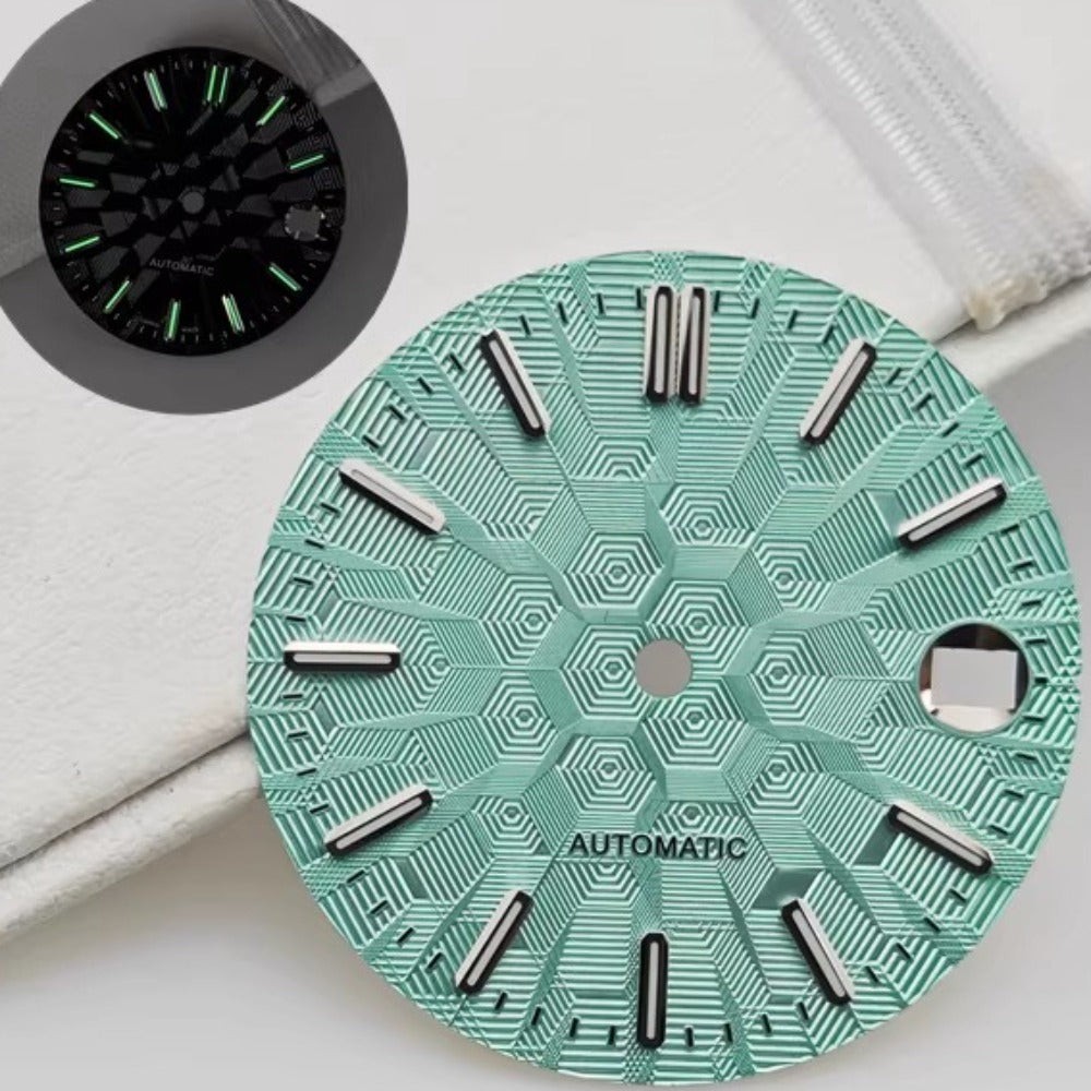 Light Blue 28.5mm Silver Nail Constructed Lume No Logo Watch Dial for NH35 NH36