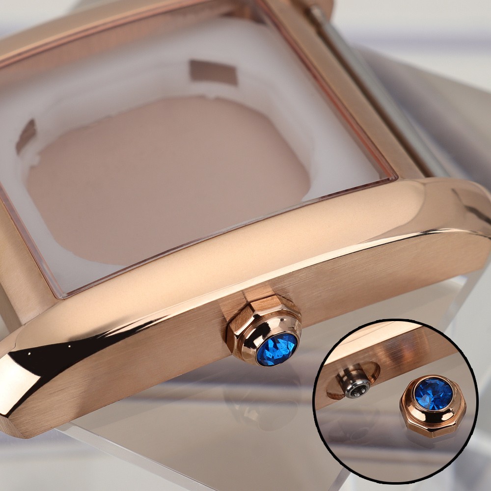 34.6mm Steel Rose Gold Watch Case+Dial+Hands Modify Tank For Miyota2115 Movement