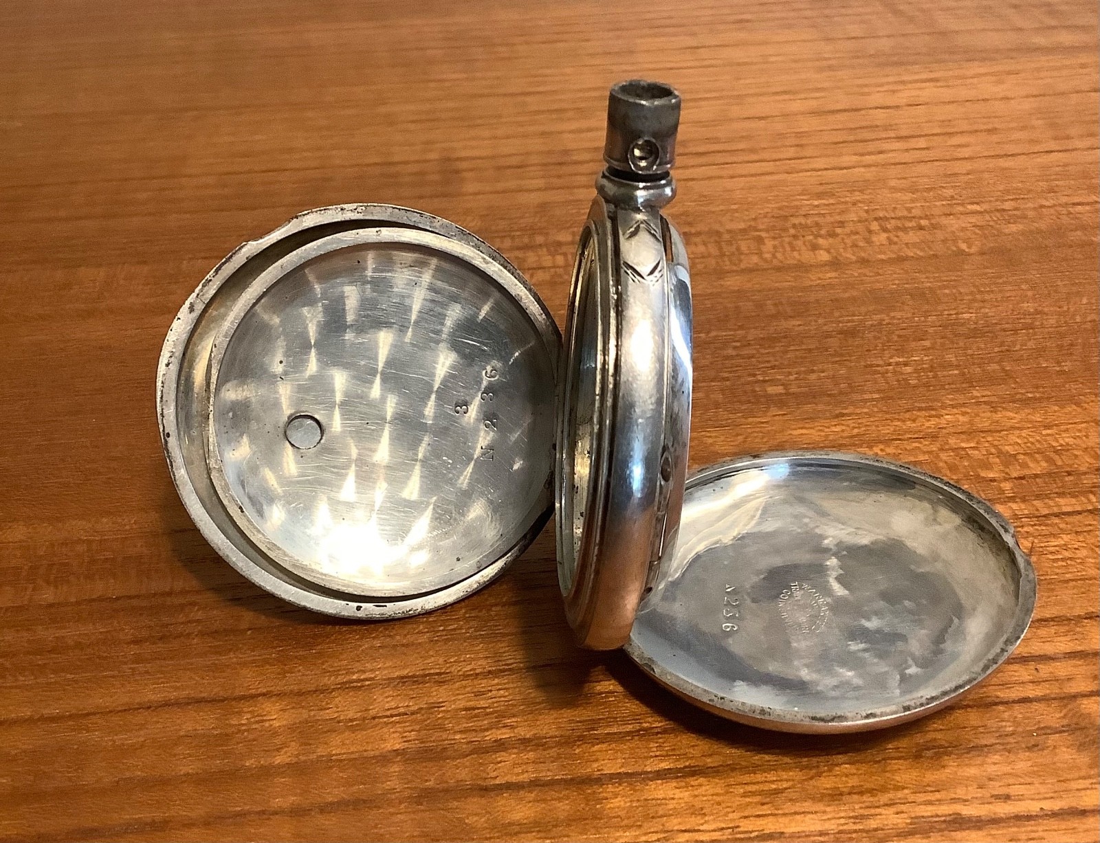 Fahys Coin Silver Engraved Pocket Watch Case 16s Full Hunter Key Wind Cuvette
