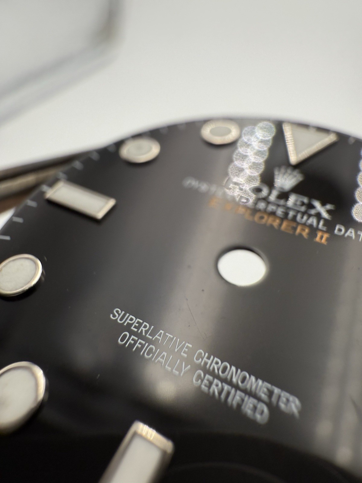 ROLEX GENUINE BLACK EXPLORER-II DIAL 216570 DAMAGED
