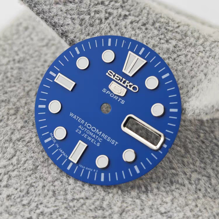 28.5mm Dual Calendar Watch Dial Blue Green Lume for NH36 Movement Watch Parts