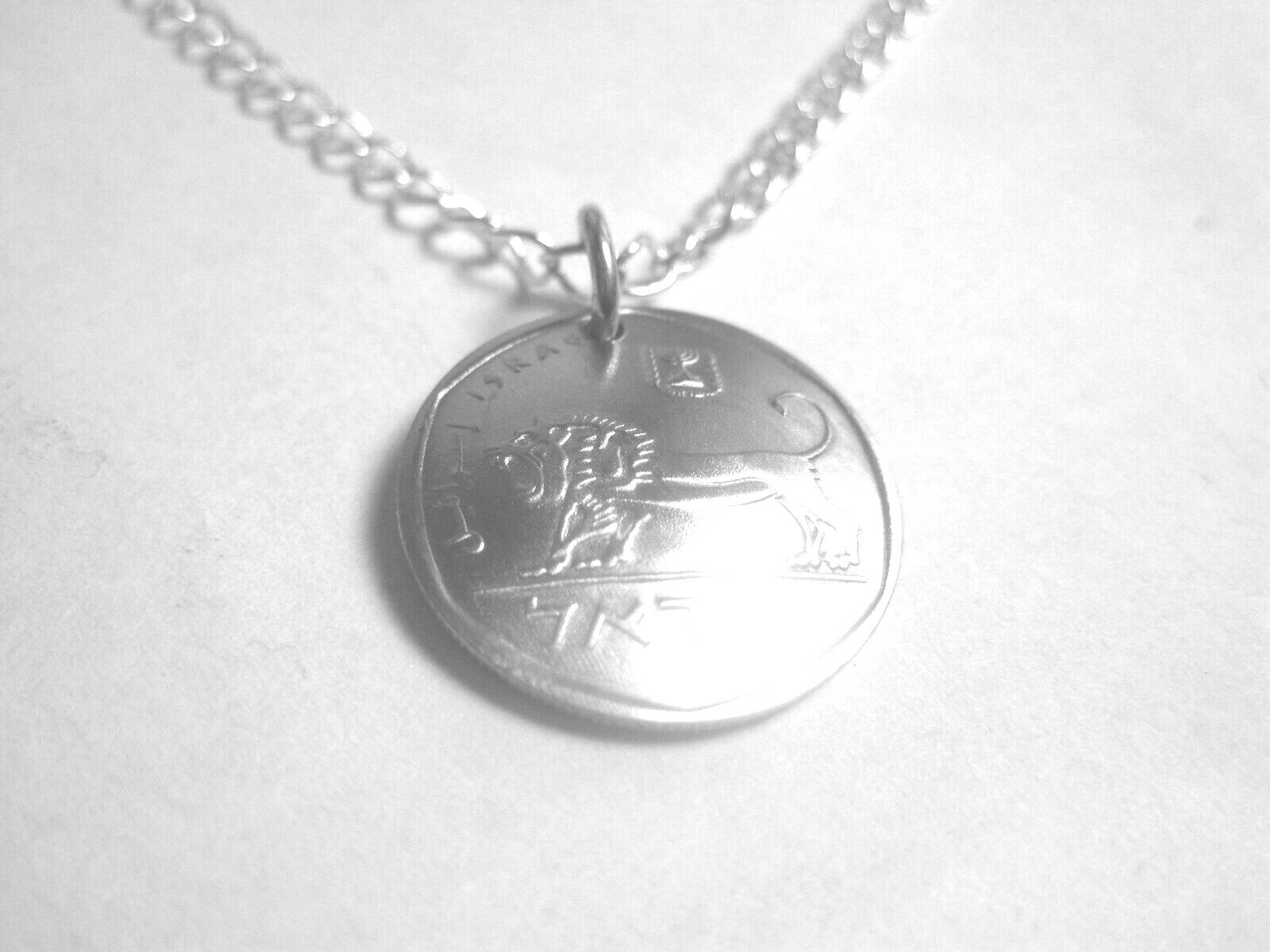 Israeli fierce lion coin necklace-nicely domed with a free 18″ chain