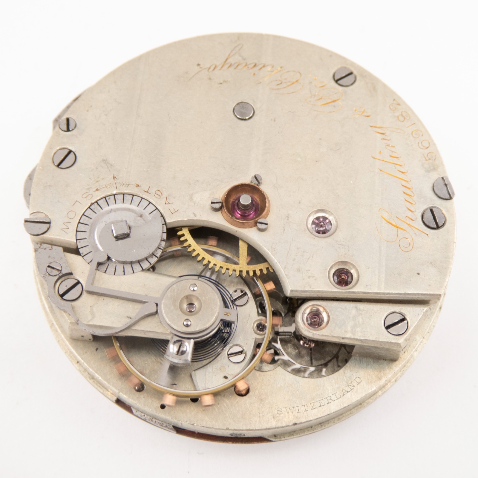 Likely Agassiz 38.3 x 10 mm Antique Pocket Watch Movement, Runs