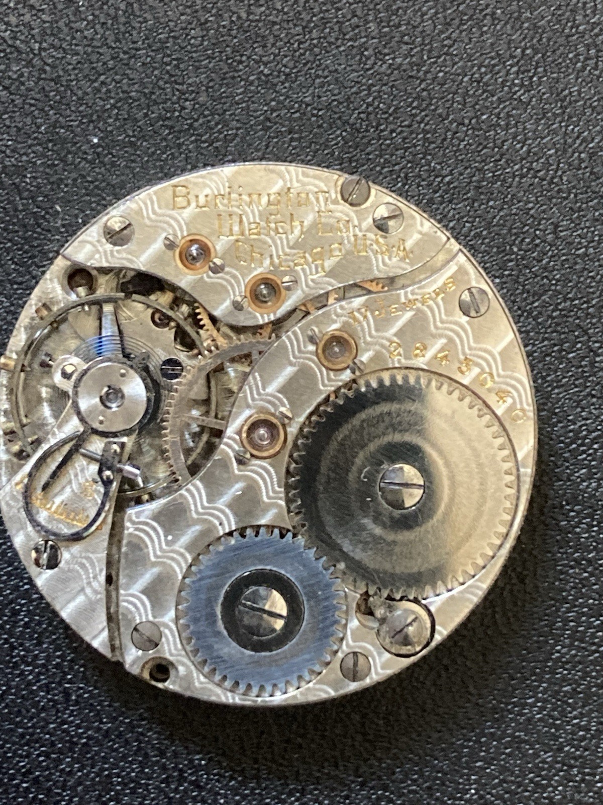 Burlington Watch Co Movment 17 Jewels For Parts Or Repair Engraved Movment