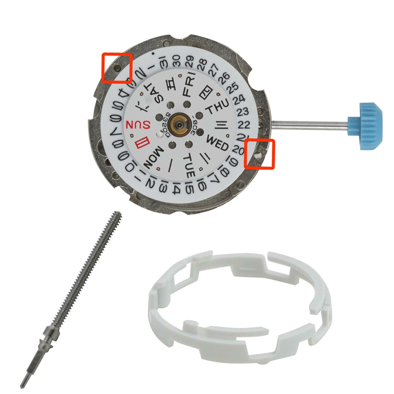 28,800bph 21 Jewels Watch Movement With Stem&Movement Ring For Miyota 6T51