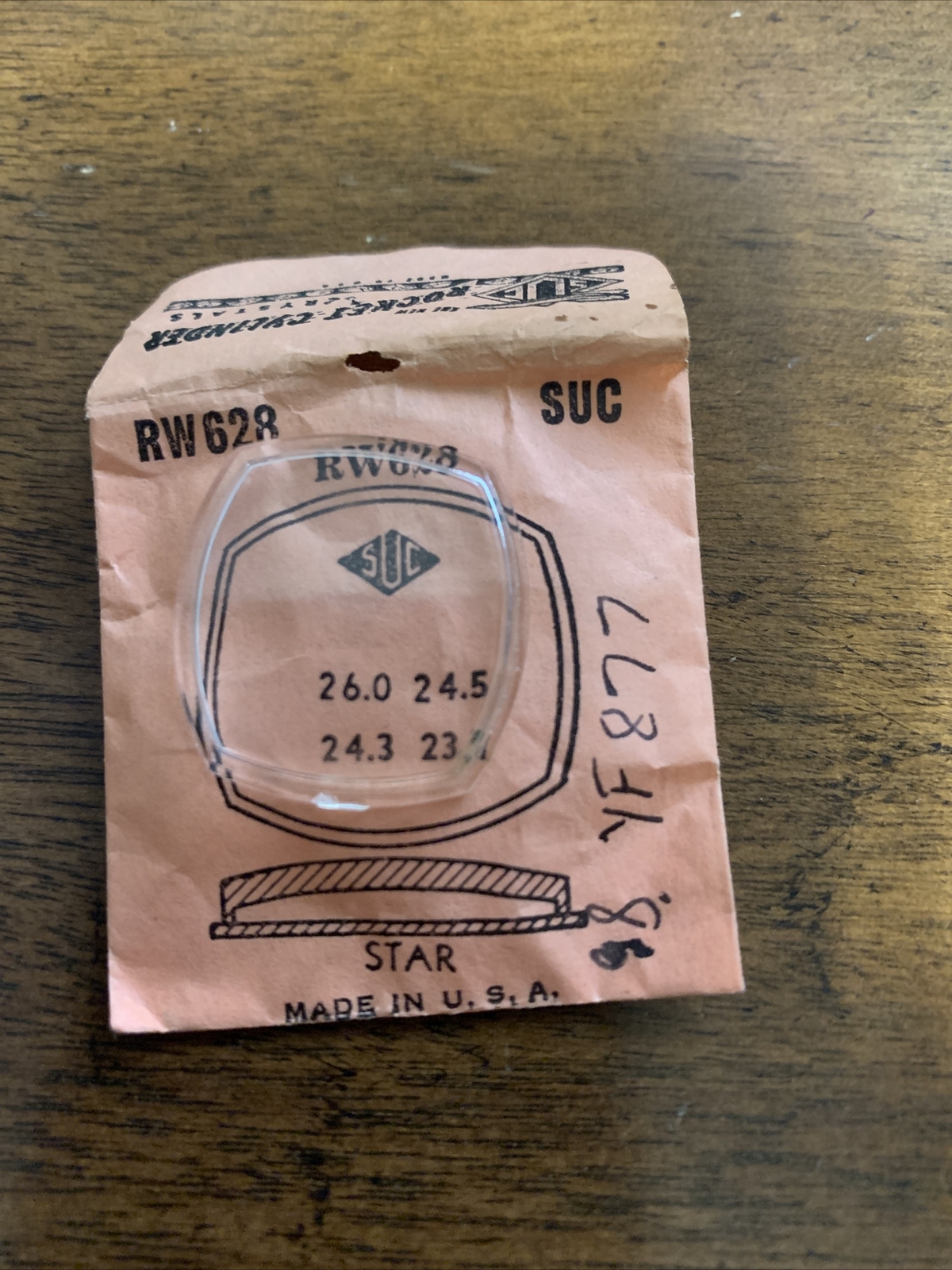 SUC RW628 Replacement Watch Crystal 26.0 x 24.5 mm 24.3 x 23.1 FITS STAR