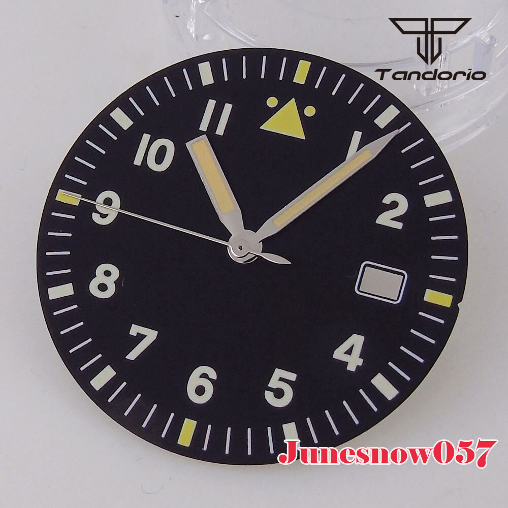 Fit Japan NH35 NH36 movement 33.5mm Sterile Black Watch Dial Orange Hand Set