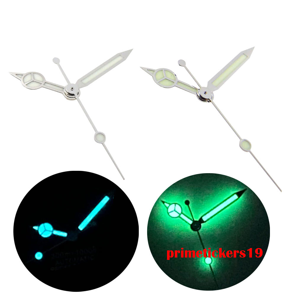 Silver Watch Hands BGW9 C3 Green Blue Luminous Fit NH35 NH36 Automatic Movement