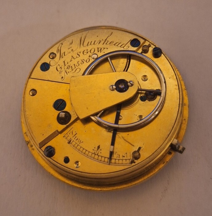 Beautiful Vintage Muirhead Glasgow Pocket Watch Movement and Face – Balance Ok