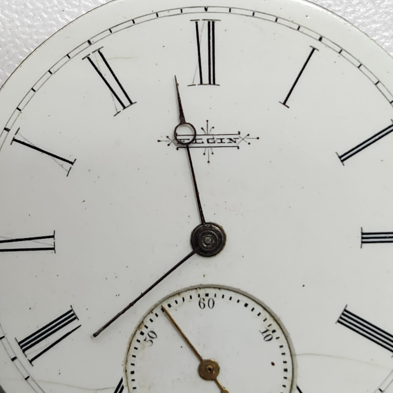 Elgin 12s Pocket Watch Movement – 15J Adjusted – Gilt Finish -for PARTS OR REPAI