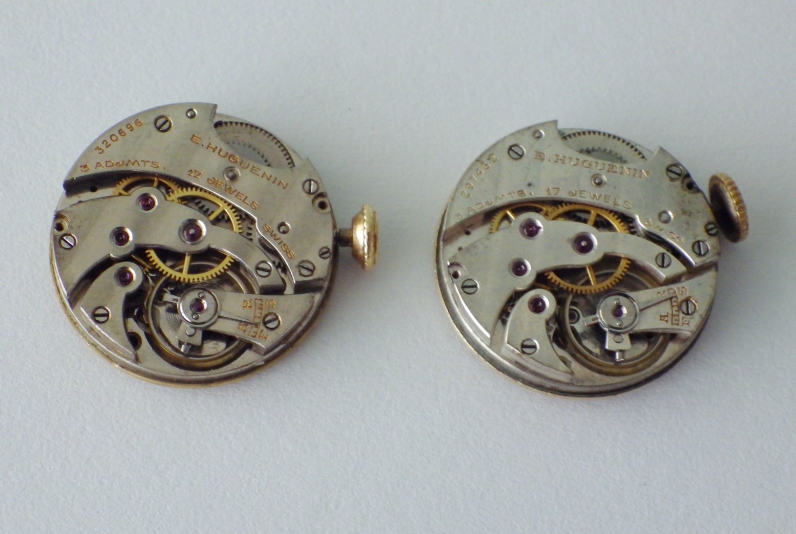 Vtg Huguenin ladies watch movements Bailey Banks dial wind-up Works & As Is 17J