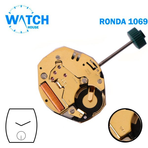 RONDA 1069 Watch Movement SWISS🇨🇭 Made, 2 Hands, Small Second Chronograph at 6