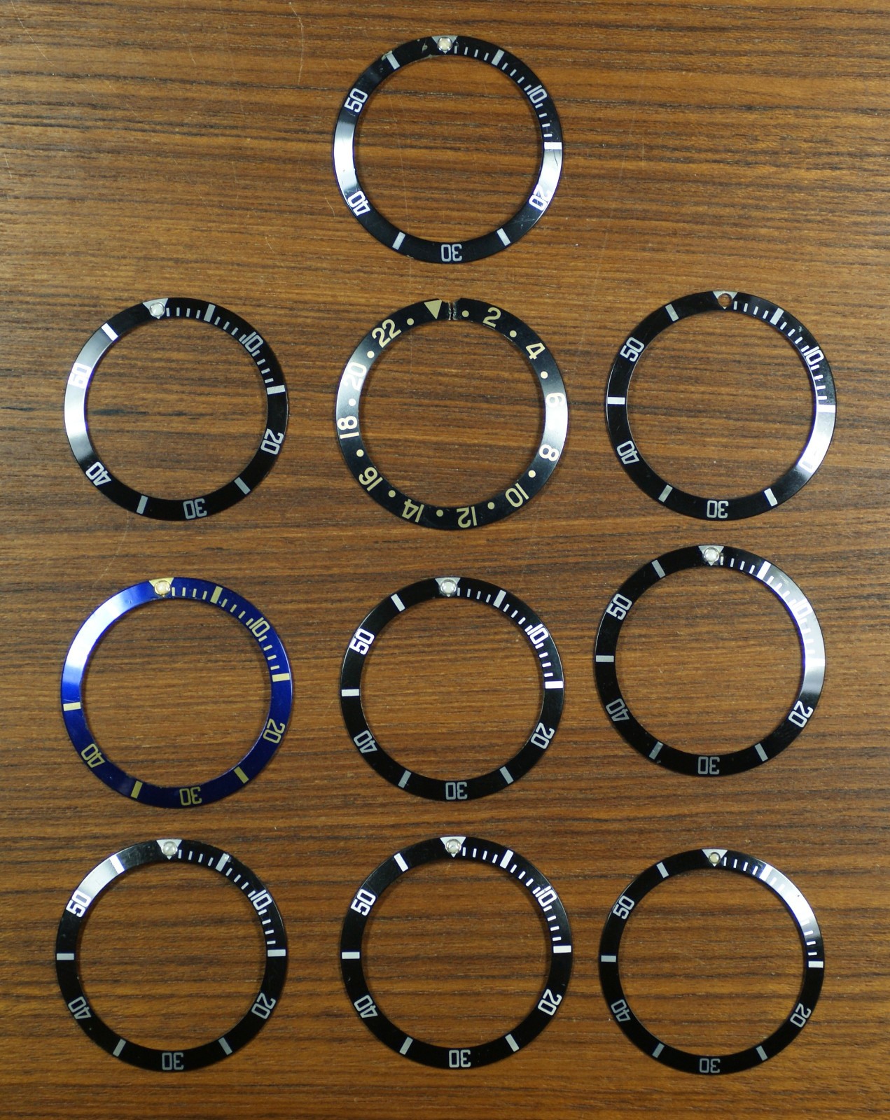 Rolex Genuine Lot of 10 Bezel Inserts Used Original Parts Submariner 16610 GMT