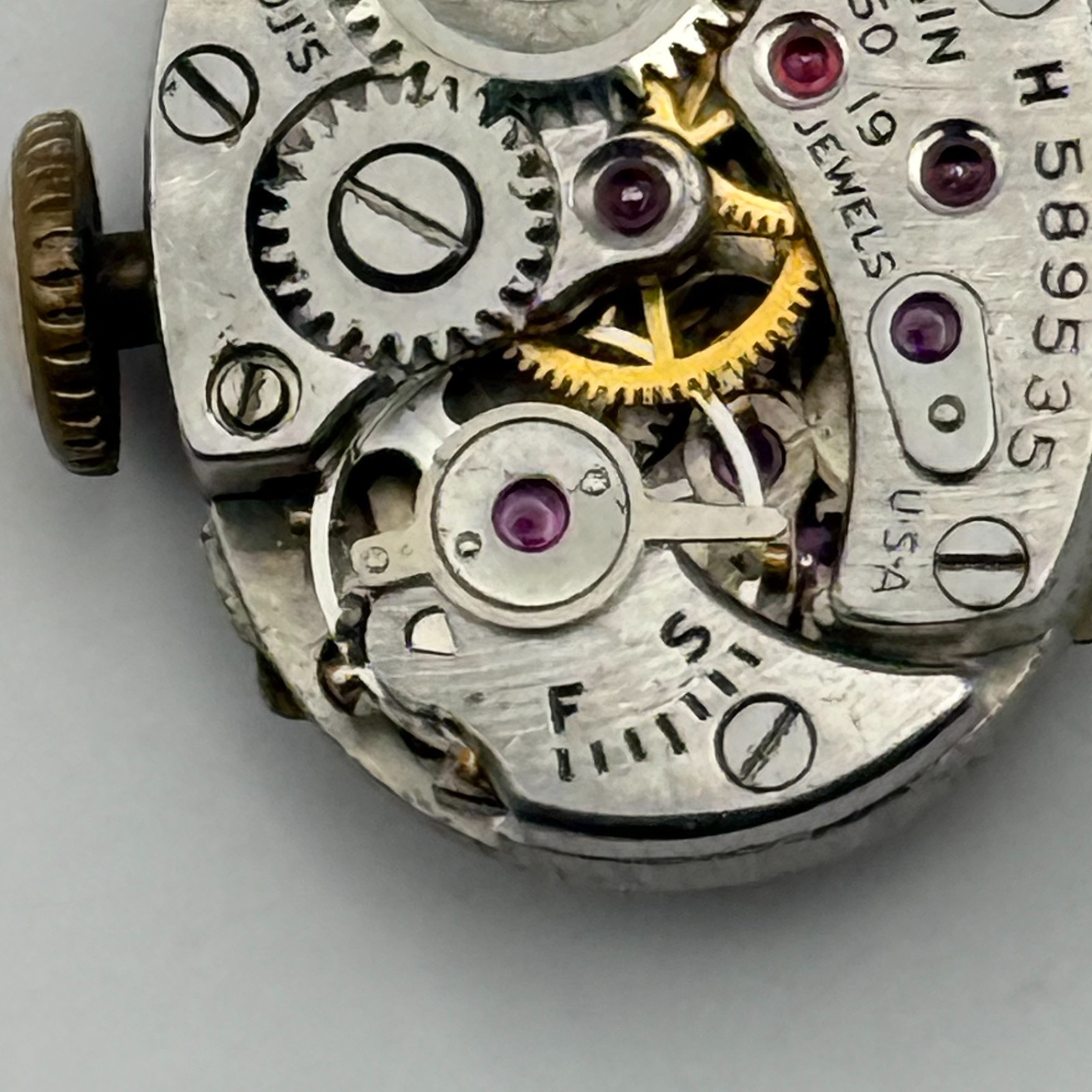 Lady Elgin 650 Watch Movement 19 Jewels U.S.A. Manual Wind Parts Repair 12.7mm