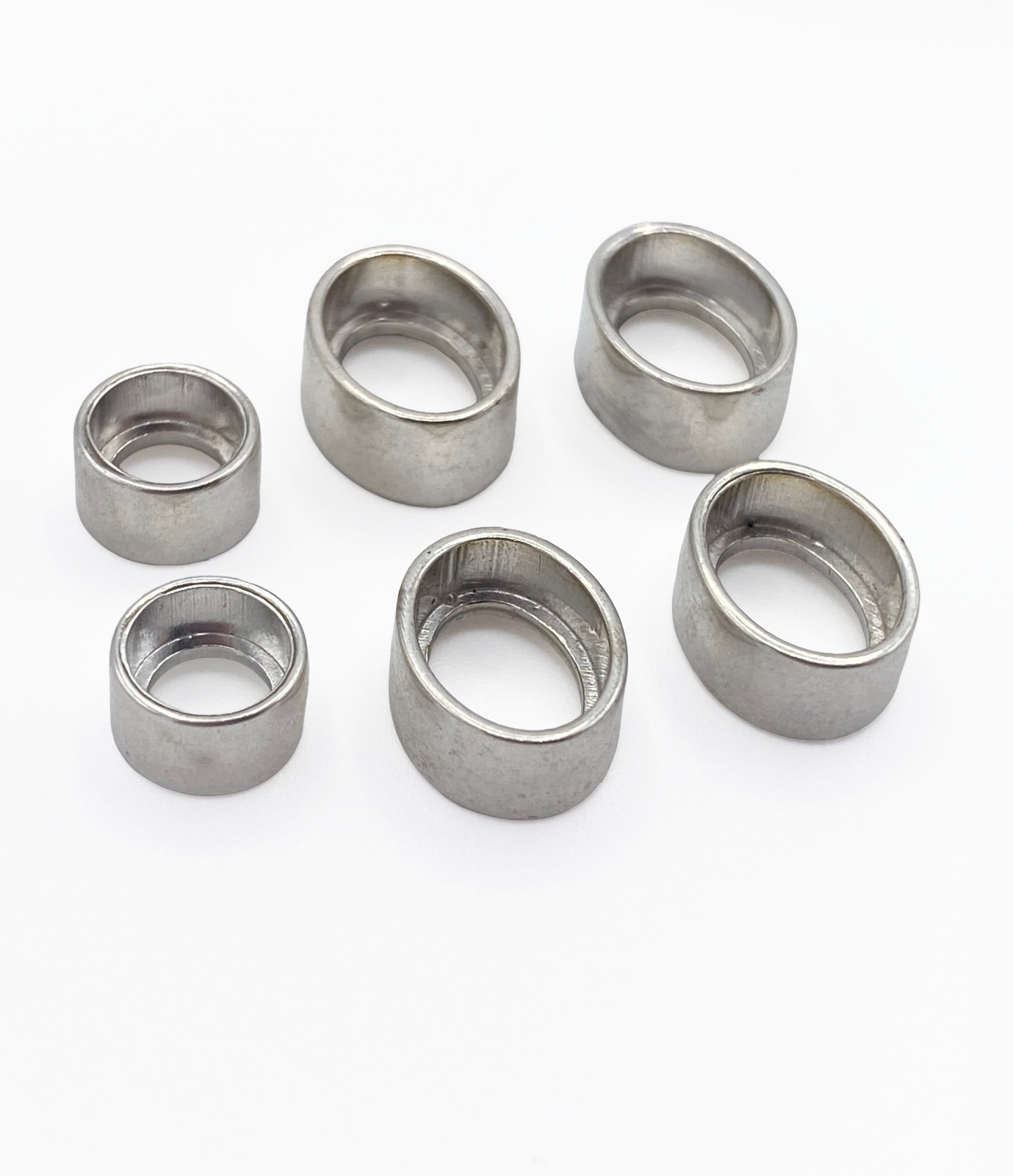 6 Sterling Silver Casted Tube Bezel Settings 5mm Round 8x6mm Oval .925