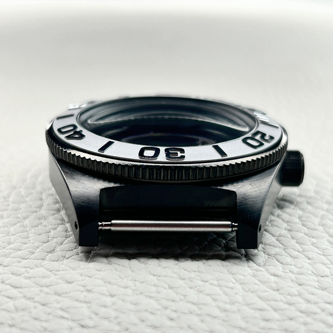 For NH35 NH36 4R35 4R15 Movement Watch Matte Black Case Mod Glass Silver Bezel